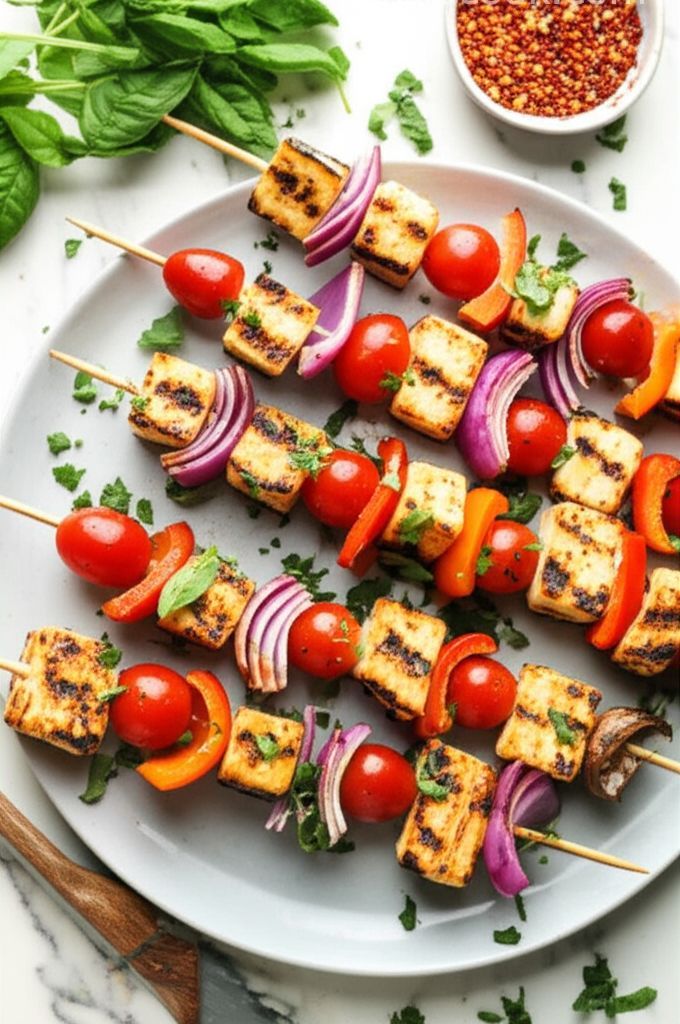 Halloumi and Vegetable Skewers