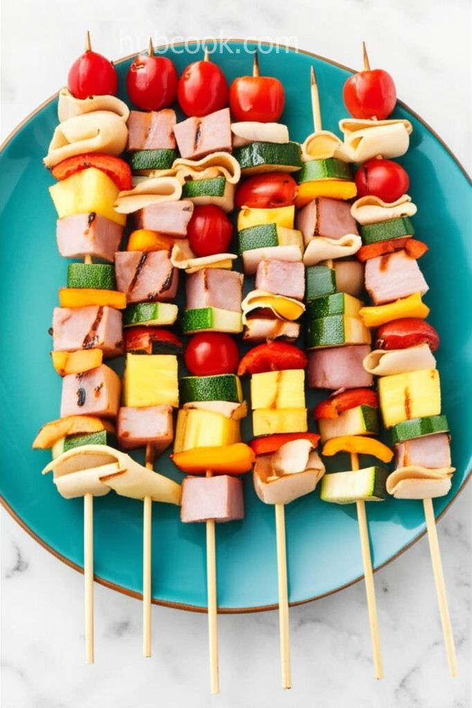 Ham and Veggie Crepe Kebabs