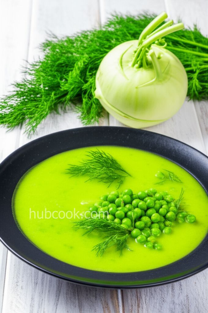 Kohlrabi and Pea Soup with Dill