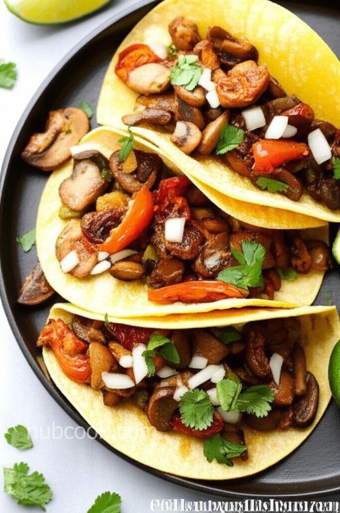 Vegan Tacos with Mushrooms and Tomatillos