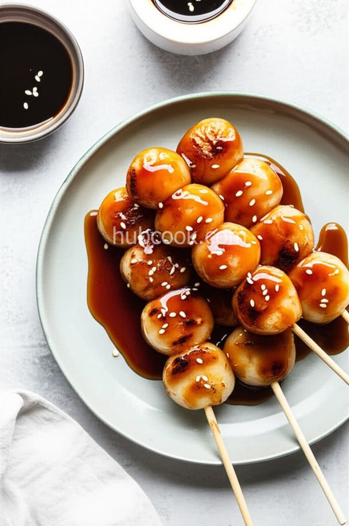 Kushi Dango (Japanese Skewered Rice Dumplings) with Mitarashi Sauce